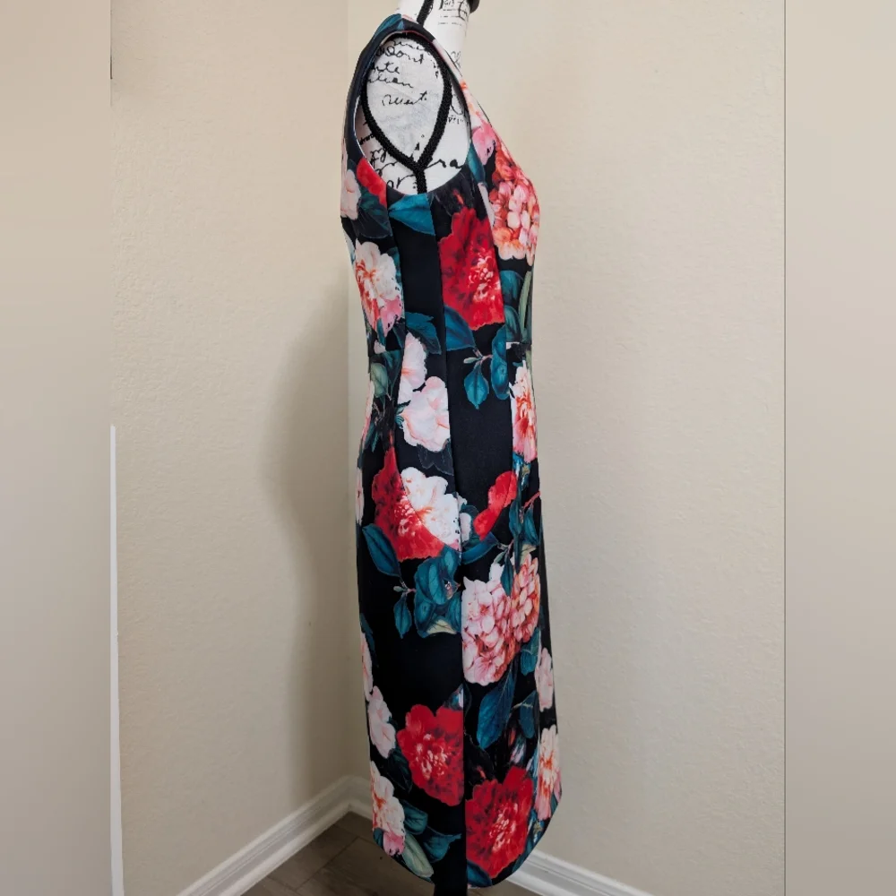 Calvin Klein Floral Sheath Sleeveless Midi Dress•Black,Red,Green,Pink•Size 4♥️🩷 - Picture 11 of 13